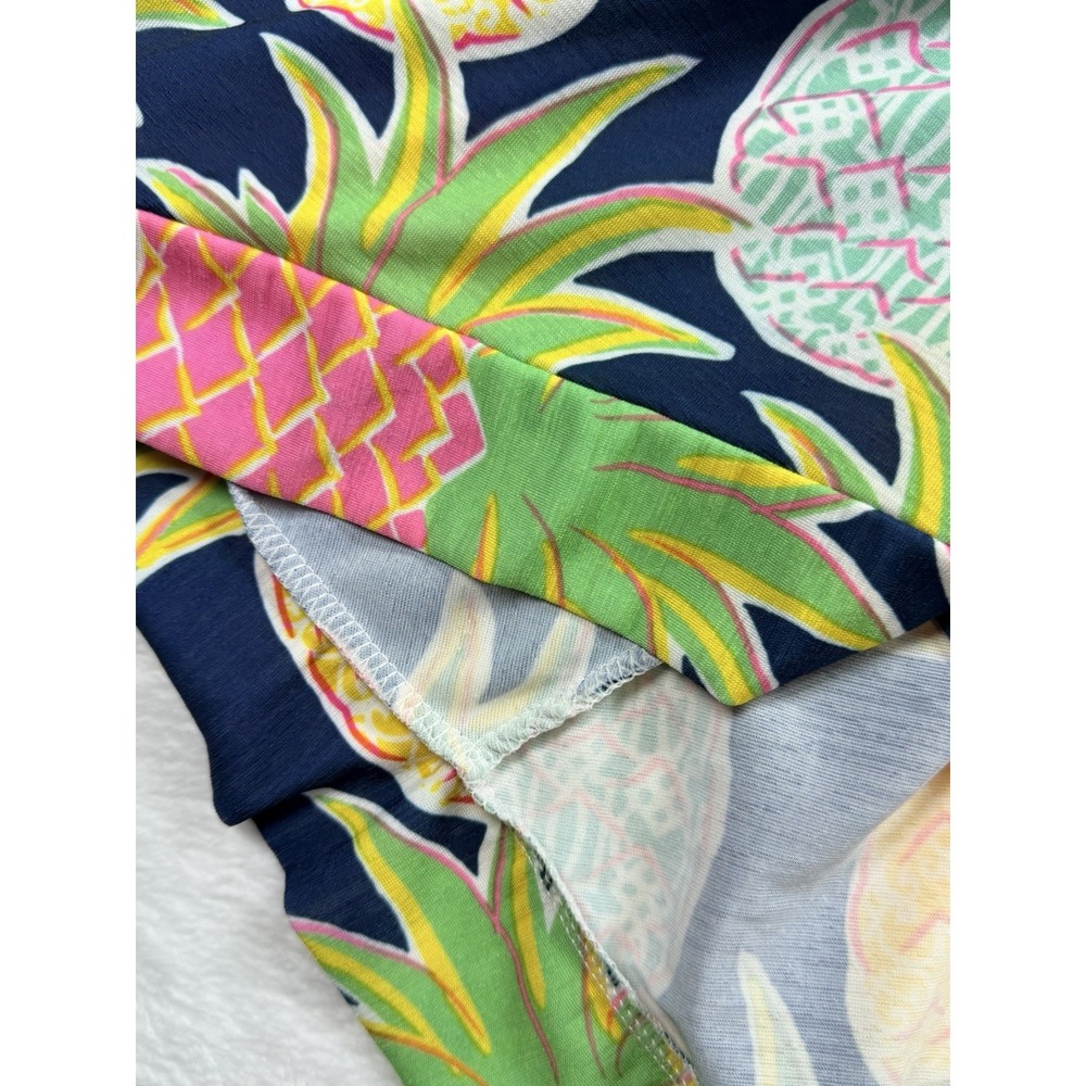 Simply Southern Women Bright Pastel Pineapple Dress 3/4 Sleeve Shark Tooth Hem M - Picture 5 of 7